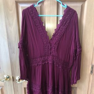 Maroon long sleeve dress